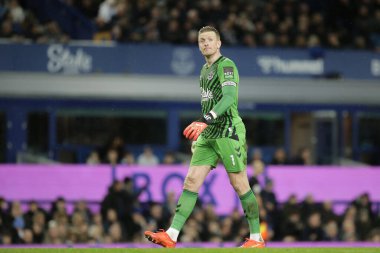 Everton 'dan Jordan Pickford # 1 Premier League maçında Everton, Brighton ve Hove Albion' a karşı Goodison Park, Liverpool, İngiltere, 3 Ocak 202