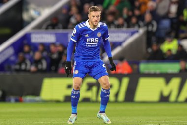 Leicester City 'den Jamie Vardy # 9 Premier League maçında Leicester City, Fulham' a karşı King Power Stadyumu, Leicester, İngiltere, 3 Ocak 202