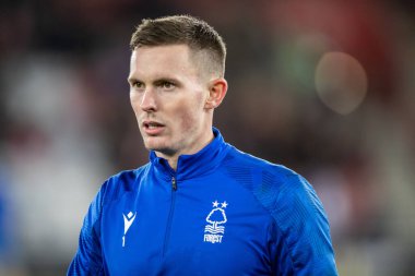 Nottingham Ormanı 'ndan Dekan Henderson Premier Lig karşılaşmasından önce Southampton Nottingham Ormanı' na karşı St Mary Stadyumu, Southampton, İngiltere, 4 Ocak 202 'de ısınıyor.