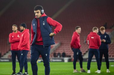 Nottingham Ormanı 'ndan Morgan Gibbs-White # 10 Premier League maçından önce Southampton Nottingham Ormanı' na karşı St Mary Stadyumu, Southampton, İngiltere, 4 Ocak 202