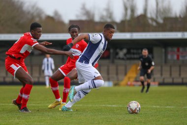 West Bromwich Albion 'dan Jovan Malcolm, 5 Ocak 202' de Keys Park, Hednesford, Birleşik Krallık 'ta oynanan Premier League Cup maçında West Bromwich Albion, Middlesbrough U23' e karşı oynuyor.