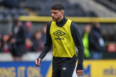 Hull City 'den Tobias Figueiredo # 6. Maç öncesi ısınma turu öncesinde Hull City, Fulham' a karşı MKM Stadyumu, Hull, Birleşik Krallık, 7 Ocak 202