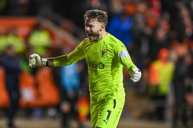 Blackpool 'dan Chris Maxwell, 7 Ocak 202' de Blackpool, İngiltere 'deki Bloomfield Road, Blackpool' da oynanan Blackpool - Nottingham Forest maçında 4-0 berabere kalma golünü kutluyor.