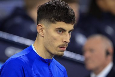 Chelsea 'den Kai Havertz # 29, 8 Ocak 202' de Etihad Stadyumu 'nda oynanan FA Cup Üçüncü Raund karşılaşması öncesinde sahaya giriyor.