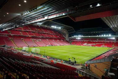 Anfield Stadyumu 'nun Anfield, Liverpool' da Wolverhampton Wanderers 'a karşı oynanan üçüncü tur karşılaşmasından önceki genel görünümü, 7 Ocak 202