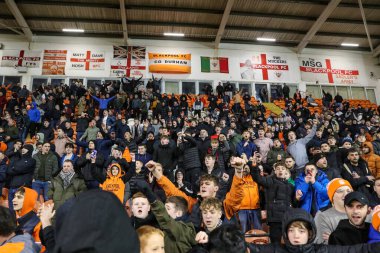 Blackpool taraftarları, 7 Ocak 202 'de Bloomfield Road, Blackpool' da oynanan Blackpool - Nottingham Forest maçında 4-1 'lik galibiyetlerini kutladılar.
