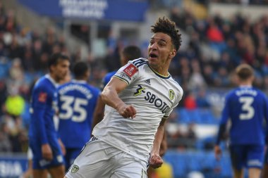 Leeds United 'ın 19 numarası Rodrigo Moreno, 8 Ocak 202' de Cardiff City, Cardiff City Stadyumu 'nda oynanan Cardiff City - Leeds United maçında 2-1' lik galibiyet golünü kutluyor.
