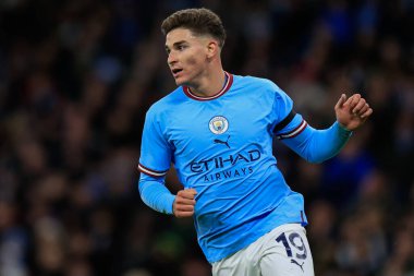 Manchester City ile Manchester City 'nin 8 Ocak 2023' te Etihad Stadyumu 'nda oynanan üçüncü tur müsabakasında Manchester City ile Chelsea karşılaşması sırasında Manchester City' nin 19.