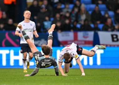 Plymouth Argyle orta saha oyuncusu Callum Wright (26), 7 Ocak 202 'de Bolton Stadyumu' nda oynanan Sky Bet 1 karşılaşmasında Bolton Wanderers - Plymouth Argyle maçında faul yaptı.