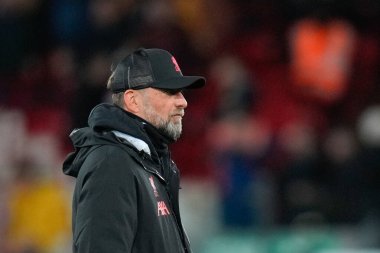 Liverpool 'un Liverpool teknik direktörü Jrgen Klopp, 7 Ocak 2023 tarihinde İngiltere' nin Liverpool kentinde oynanan Liverpool - Wolverhampton Wanderers maçında Liverpool 'a karşı oynanan üçüncü tur karşılaşmasında teknik direktör.