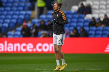 Leeds United takımından Luke Ayling, 8 Ocak 202 'de Cardiff City Stadyumu' nda oynanan, Cardiff City - Leeds United maçında oynanan, Emirates FA Cup 3. tur karşılaşması öncesinde ısındı.