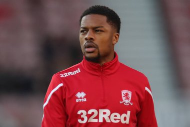 Middlesbrough 'dan Chuba Akpom # 29 numara, Birleşik Krallık' ın başkenti Riverside Stadyumu 'nda oynanan ve Middlesbrough' un 7 Ocak 202 tarihinde oynanan üçüncü turda oynanan Emirates FA Kupası üçüncü tur karşılaşması öncesinde ısındı.