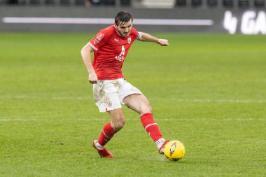 Barnsley 'den Liam Kitching # 5 numara, 8 Ocak 202 tarihinde Birleşik Krallık' ın Pride Park Stadyumu 'nda oynanan Derby County - Barnsley maçında üçüncü turda maç yapıyor.