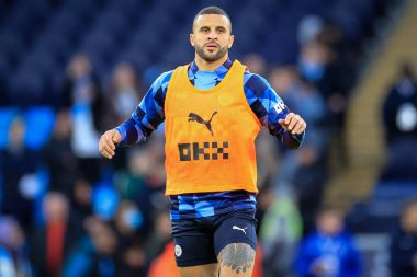 Manchester City 'den Kyle Walker, 8 Ocak 202 tarihinde Etihad Stadyumu' nda oynanan ve Manchester City 'nin Chelsea' ye karşı oynadığı, Emirates FA Cup Üçüncü Raundu öncesinde oynanan ön ısınma maçında 2.