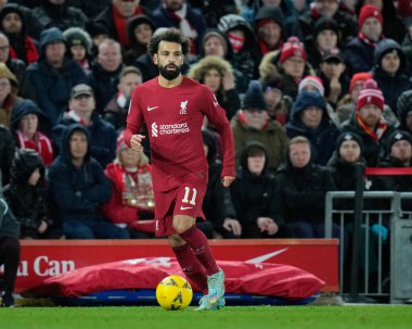 Liverpool 'dan Mohamed Salah # 11, Liverpool FA Cup Üçüncü Raundunda Liverpool' a karşı Wolverhampton Wanderers Anfield, Liverpool, İngiltere 'de, 7 Ocak 202