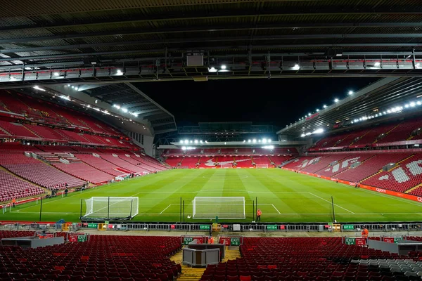 Anfield Stadyumu 'nun Anfield, Liverpool' da Wolverhampton Wanderers 'a karşı oynanan üçüncü tur karşılaşmasından önceki genel görünümü, 7 Ocak 202