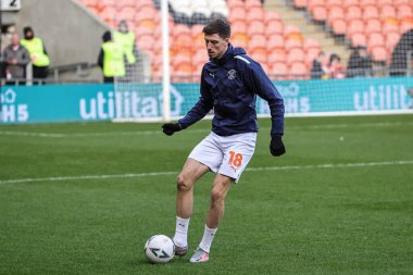 Blackpool 'dan Jake Beesley. Maç öncesi ısınma oturumunda Emirates FA Cup maçında Blackpool Nottingham Ormanı' na karşı Bloomfield Road, Blackpool, İngiltere, 7 Ocak 202