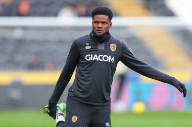 Maç öncesi ısınma öncesinde Hull City 'den Benjamin Tetteh # 30. Hull Stadyumu, Hull, Birleşik Krallık' ta oynanan 3. Hull City-3.