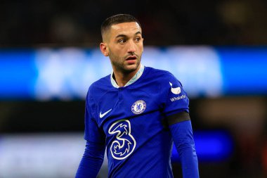 Hakim Ziyech # 22 Chelsea FA Cup 3. tur karşılaşmasında Manchester City Chelsea 'ye karşı Etihad Stadyumu, Manchester, İngiltere, 8 Ocak 202