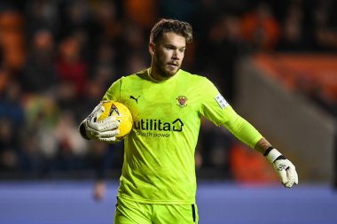 Blackpool 'dan Chris Maxwell # 1 Emirlikler Kupası' nda Blackpool - Nottingham Forest maçında Bloomfield Road, Blackpool, İngiltere, 7 Ocak 202