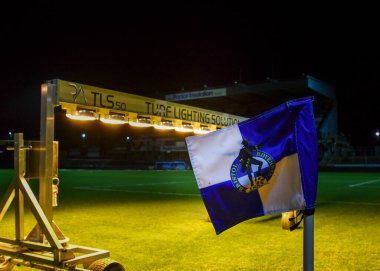 Papa John 's Trophy maçı sırasında İngiltere' nin Bristol şehrindeki Memorial Stadyumu 'nda Bristol Rovers ve Plymouth Argyle maçının genel görüntüsü.