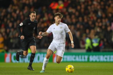 Arsenal 'in 3 numaralı oyuncusu Kieran Tierney, 9 Ocak 202 tarihinde Oxford United' a karşı Arsenal, Oxford Stadyumu 'nda oynanan 3.