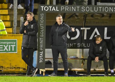 Plymouth Argyle Müdürü Steven Schumacher, Papa John 's Trophy maçı sırasında Bristol Rovers' a karşı Plymouth Argyle Anma Stadyumu, Bristol, İngiltere, 10 Ocak 202