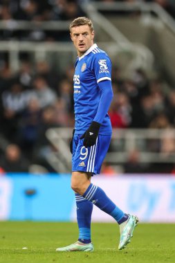 Leicester City 'den Jamie Vardy # 9. Carabao Kupası çeyrek final maçı Newcastle United - Leicester City maçı sırasında St.James' s Park, Newcastle, İngiltere, 10 Ocak 202