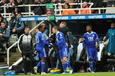 Leicester City 'den Jamie Vardy # 9, Carabao Kupası çeyrek final maçı Newcastle United ile Leicester City' nin 10 Ocak 202 'de St. James' s Park, Newcastle 'daki maçında yedek oyuncu olarak sahneye çıkıyor.