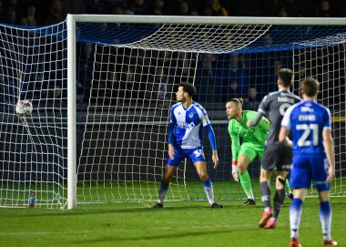 GOAL Plymouth Argyle forvet Ben Waine (23), Papa John 's Trophy maçı Bristol Rovers - Plymouth Argyle maçında Bristol, Bristol, İngiltere' deki Memorial Stadyumu 'nda 10 Ocak 202' de 0-1 'lik skorla gol attı.