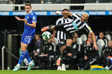 Newcastle United 'dan Joelinton # 7 Leicester City' den Timothy Castagne # 27 Carabao Kupası çeyrek final maçı sırasında Newcastle United ile Leicester City, Newcastle, Newcastle, İngiltere, 10 Ocak 202