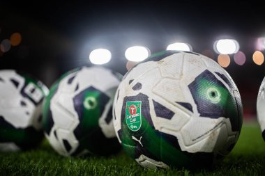 A general view of the Carabao match ball before the Carabao Cup Quarter Final match Nottingham Forest vs Wolverhampton Wanderers at City Ground, Nottingham, United Kingdom, 11th January 202
