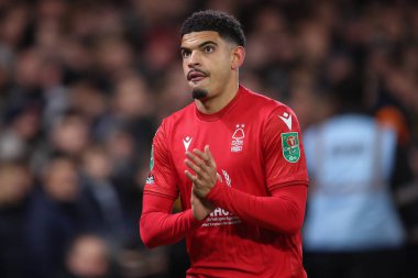 Ex Wolves player Morgan Gibbs-White #10 of Nottingham Forest applauds the travelling fans during the Carabao Cup Quarter Final match Nottingham Forest vs Wolverhampton Wanderers at City Ground, Nottingham, United Kingdom, 11th January 202