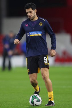 Ral Jimnez #9 of Wolverhampton Wanderers during the pre match warm up ahead of the Carabao Cup Quarter Final match Nottingham Forest vs Wolverhampton Wanderers at City Ground, Nottingham, United Kingdom, 11th January 2023