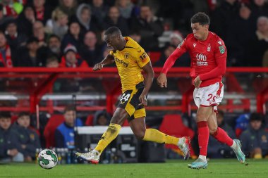Toti Gomes #24 of Wolverhampton Wanderers passes the ball during the Carabao Cup Quarter Final match Nottingham Forest vs Wolverhampton Wanderers at City Ground, Nottingham, United Kingdom, 11th January 202