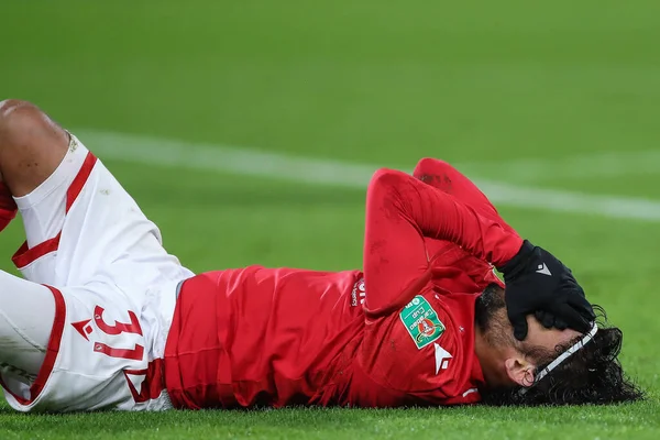 Gustavo Scarpa #31 of Nottingham Forest goes down injured during the Carabao Cup Quarter Final match Nottingham Forest vs Wolverhampton Wanderers at City Ground, Nottingham, United Kingdom, 11th January 202