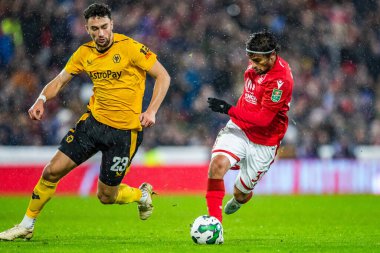 Gustavo Scarpa #31 of Nottingham Forest looks to go on the attack during the Carabao Cup Quarter Final match Nottingham Forest vs Wolverhampton Wanderers at City Ground, Nottingham, United Kingdom, 11th January 202