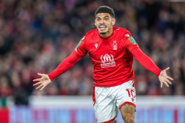 Morgan Gibbs-White #10 of Nottingham Forest appeals for a handball during the Carabao Cup Quarter Final match Nottingham Forest vs Wolverhampton Wanderers at City Ground, Nottingham, United Kingdom, 11th January 202