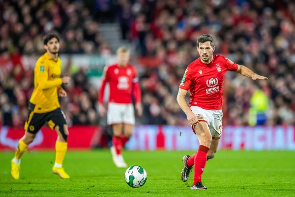 Remo Freuler #23 of Nottingham Forest passes forward during the Carabao Cup Quarter Final match Nottingham Forest vs Wolverhampton Wanderers at City Ground, Nottingham, United Kingdom, 11th January 202