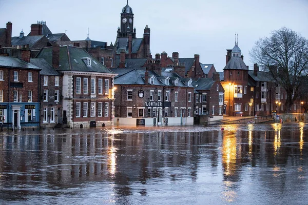 Lowther Pub Flooded Heavy Rain Causes River Ouse York Burst — Fotografia de Stock