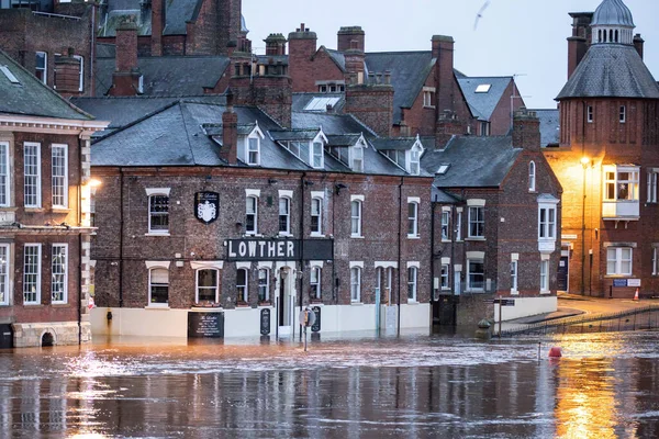 Lowther Pub Flooded Heavy Rain Causes River Ouse York Burst — Stockfoto