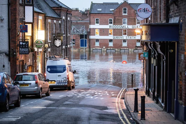 Local Business Flooded Heavy Rain Causes River Ouse York Burst — Stockfoto
