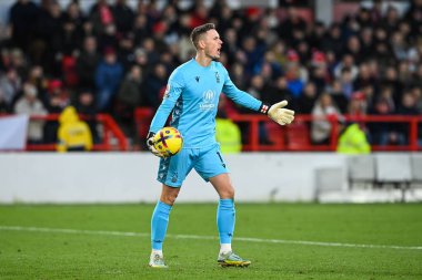 Dean Henderson #1 of Nottingham Forest gives his team instructions during the Premier League match Nottingham Forest vs Leicester City at City Ground, Nottingham, United Kingdom, 14th January 202