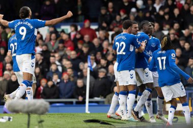 Amadou Onana #8 of Everton celebrates his goal to make it 1-0 during the Premier League match Everton vs Southampton at Goodison Park, Liverpool, United Kingdom, 14th January 202