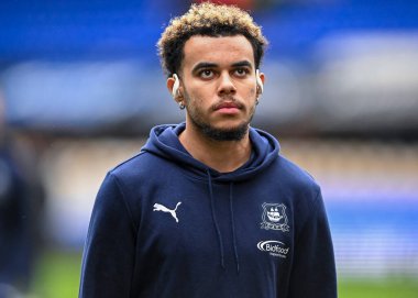 Plymouth Argyle midfielder Tyreik Wright (29) walks on and inspect the pitch  during the Sky Bet League 1 match Ipswich Town vs Plymouth Argyle at Portman Road, Ipswich, United Kingdom, 14th January 202