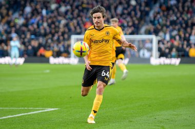 Hugo Bueno #64 of Wolverhampton Wanderers with the ball during the Premier League match Wolverhampton Wanderers vs West Ham United at Molineux, Wolverhampton, United Kingdom, 14th January 202