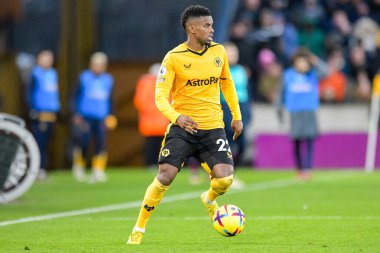 Nelson Semedo #22 of Wolverhampton Wanderers with the ball during the Premier League match Wolverhampton Wanderers vs West Ham United at Molineux, Wolverhampton, United Kingdom, 14th January 202