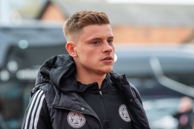 Harvey Barnes #7 of Leicester City arrives ahead of the Premier League match Nottingham Forest vs Leicester City at City Ground, Nottingham, United Kingdom, 14th January 202