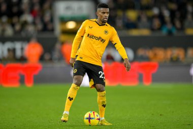 Nelson Semedo #22 of Wolverhampton Wanderers with the ball during the Premier League match Wolverhampton Wanderers vs West Ham United at Molineux, Wolverhampton, United Kingdom, 14th January 202