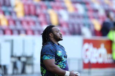 Joseph Dweba of DHL Stormers during the pre-match warm-up ahead of the European Champions Cup match London Irish vs Stormers at the Gtech Community Stadium, Brentford, United Kingdom, 15th January 202